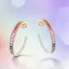 16ctw Rainbow Sapphire Hoop Earrings