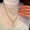 Antique 5ct Round Cut White Sapphire Necklace