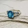 6.56ct Three-stone Blue Sapphire Engagement Ring
