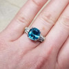 6.56ct Three-stone Blue Sapphire Engagement Ring