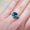 6.56ct Three-stone Blue Sapphire Engagement Ring