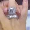 4ct Radiant Cut White Sapphire 2pcs Bridal Set