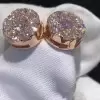 Round Cut White Sapphire Rose Gold Stud Earrings