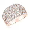 2ct Multi-Row Round Cut White Sapphire Cocktail Ring in Rose Gold