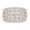 2ct Multi-Row Round Cut White Sapphire Cocktail Ring in Rose Gold