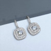 Double Halo Cushion Cut White Sapphire Drop Earrings