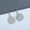 Double Halo Cushion Cut White Sapphire Drop Earrings