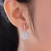 Double Halo Cushion Cut White Sapphire Drop Earrings
