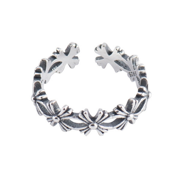925 Sterling Silver Handmade Plum Blossom Shape Adjustable Ring