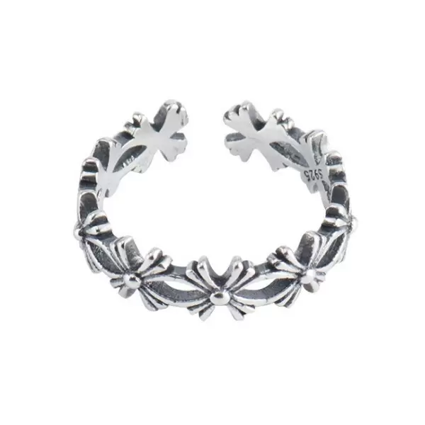 925 Sterling Silver Handmade Plum Blossom Shape Adjustable Ring