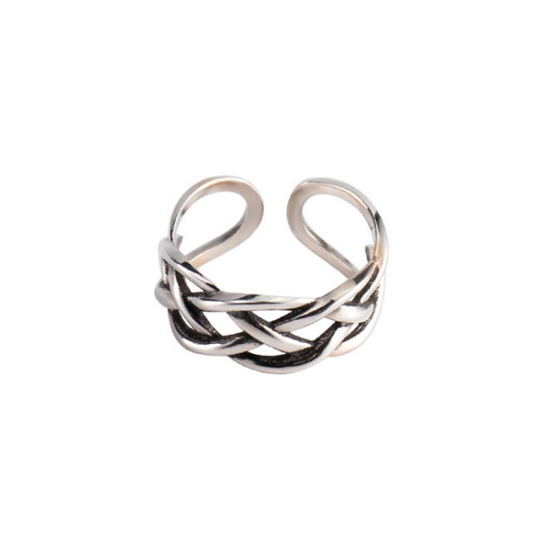 925 Sterling Silver Handmade Star Cross Hollow Out Adjustable Ring