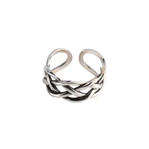 925 Sterling Silver Handmade Star Cross Hollow Out Adjustable Ring