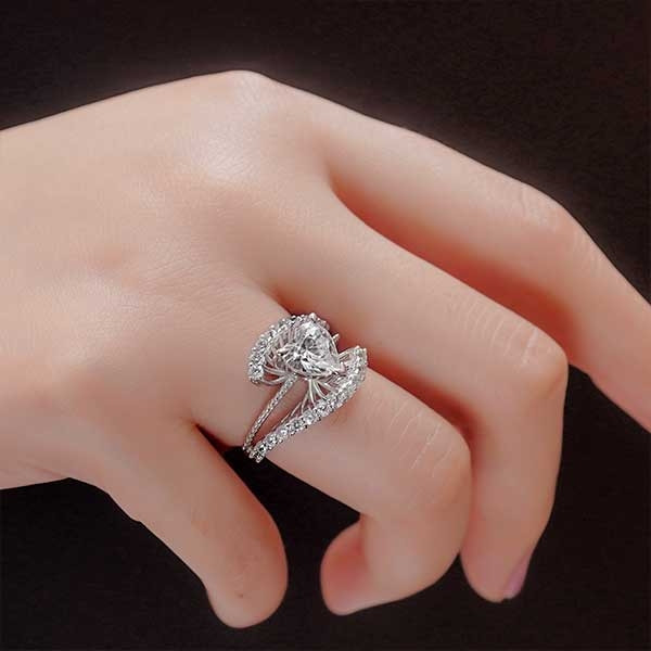 Heart Cut White Sapphire Engagement Ring