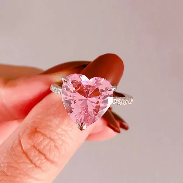 Heart Cut Pink Sapphire Dainty Engagement Ring