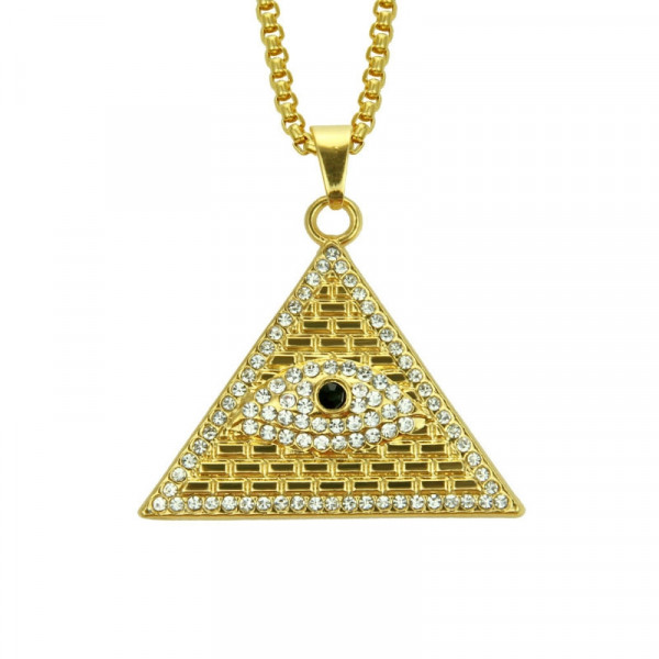 Men's Gold Eye Pyramid Necklace