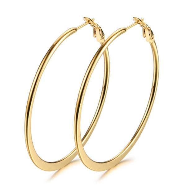 Yellow Gold Tone Alloy Hoop Earrings