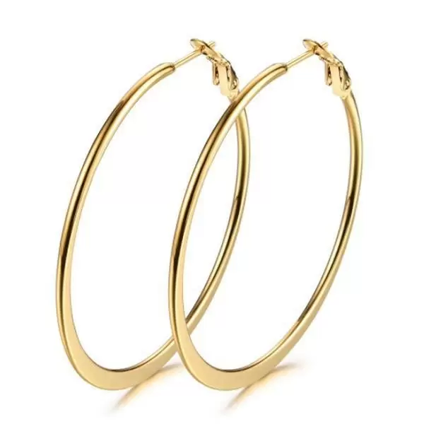 Yellow Gold Tone Alloy Hoop Earrings