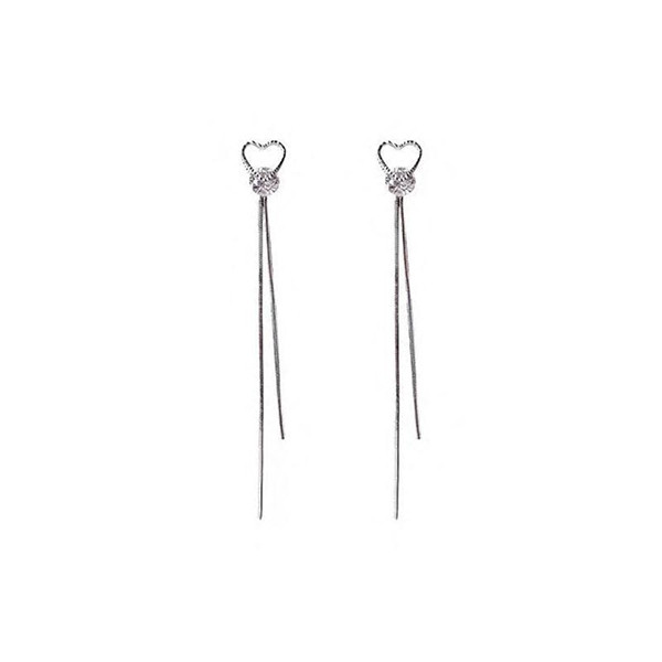 Sterling Silver Fashion Heart Threader Earrings
