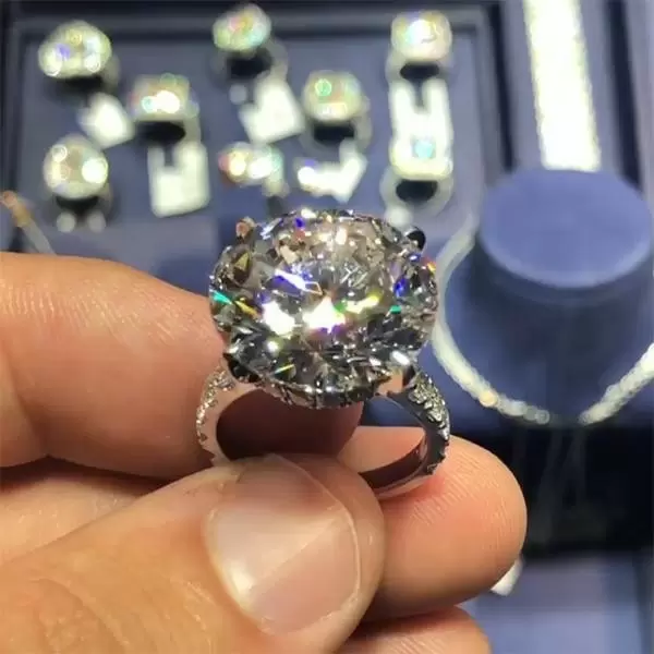 Handmade 5.5 CT Round Cut Sterling Silver Engagement Ring