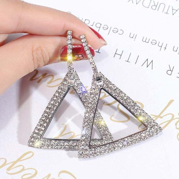 Shiny CZ Geometric Triangle 925 Sterling Silver Earrings