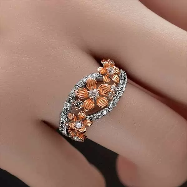 1ct Floral Round Cut Wedding Band