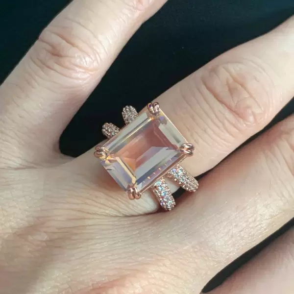 8.5ct Morganite Pink Sapphire Paved Engagement Ring