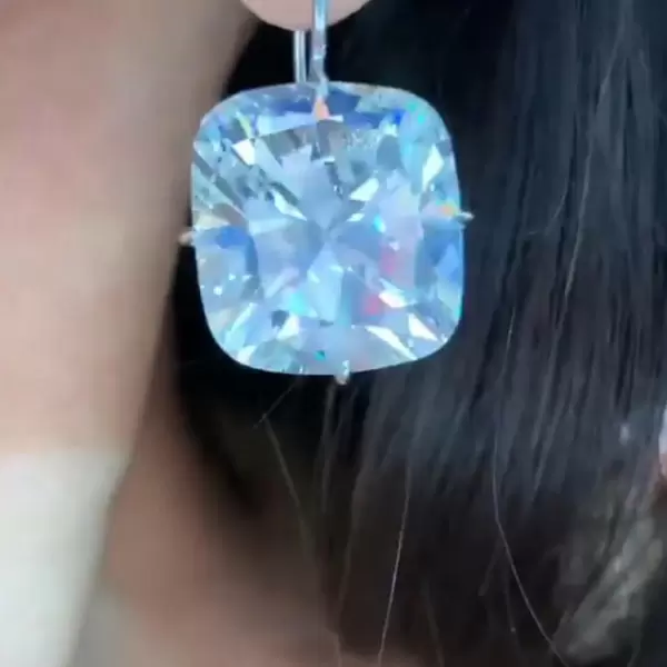 10ctw Cushion Cut White Sapphire Drop Earrings