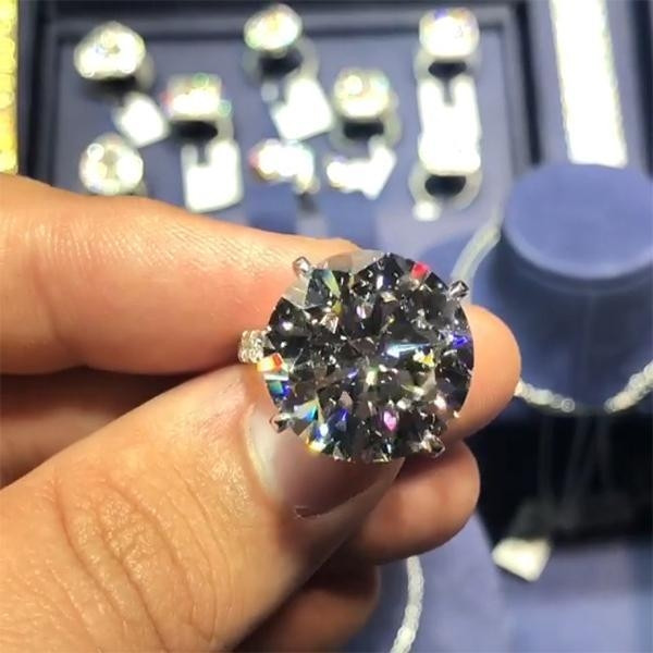 Handmade 5.5 CT Round Cut Sterling Silver Engagement Ring