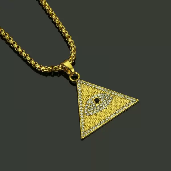 Men's Gold Eye Pyramid Necklace