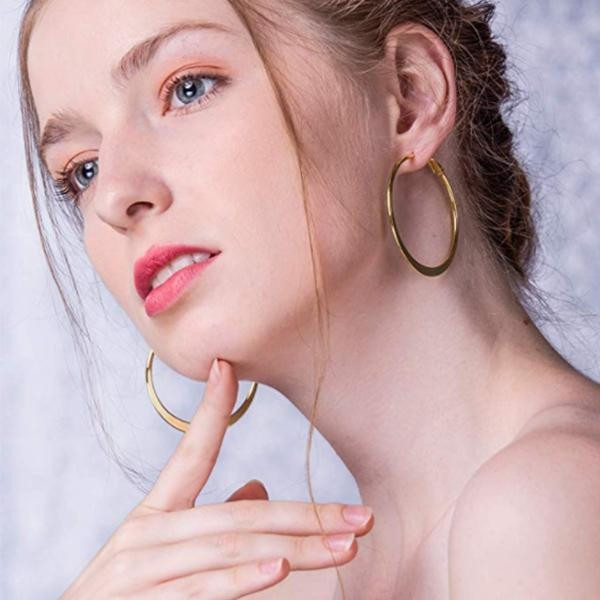 Yellow Gold Tone Alloy Hoop Earrings