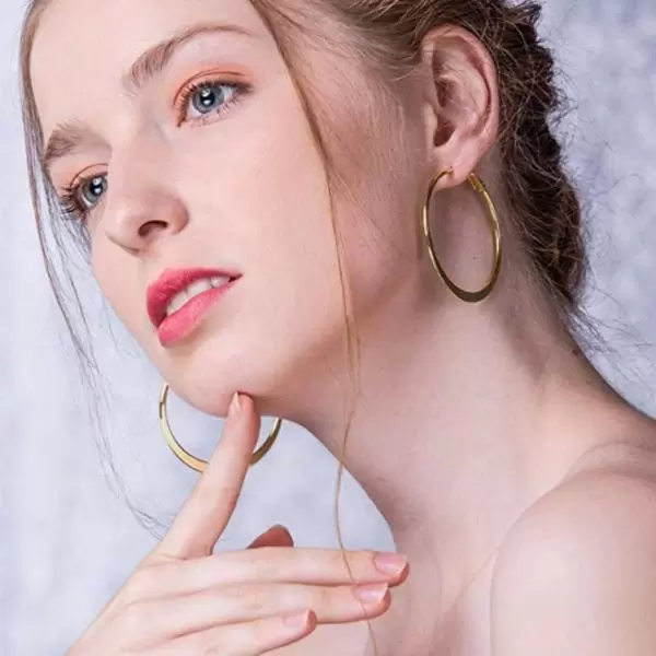 Yellow Gold Tone Alloy Hoop Earrings