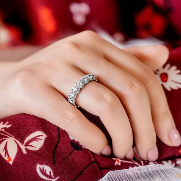 3.85ct Round Cut White Sapphire Eternity Band