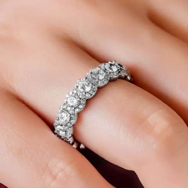 3.85ct Round Cut White Sapphire Eternity Band