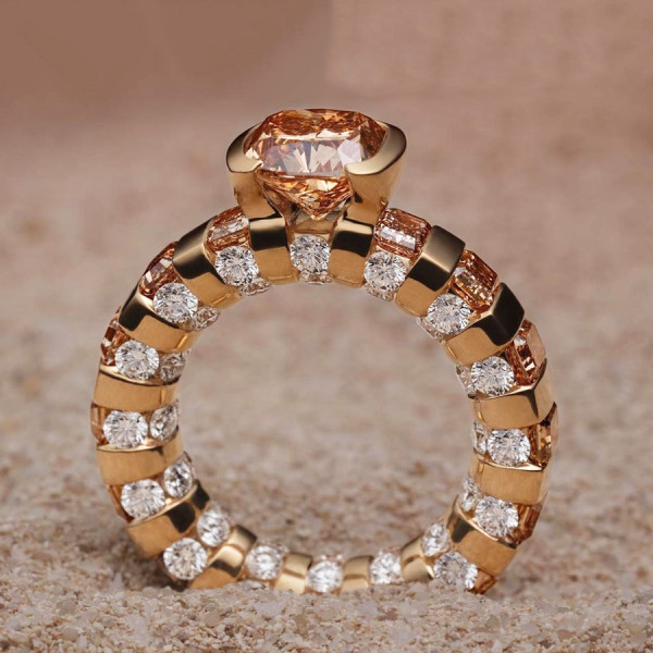 3ct Round Cut Champagne Sapphire Eternity Band Ring