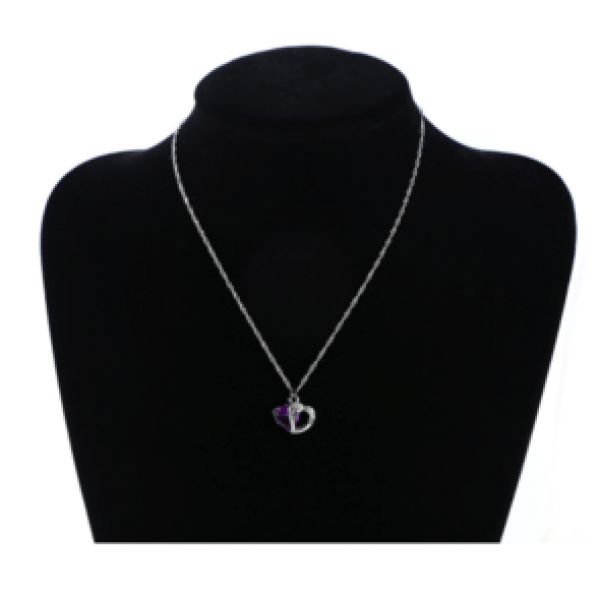 Heart Cut Purple Sapphire Pendant Necklace