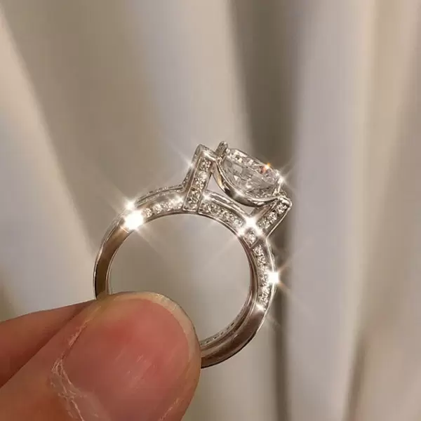 Handmade 1.5 ct Round Cut 925 Sterling Silver Ring Set