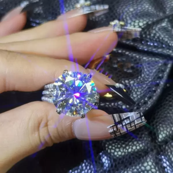 Round cut white sapphire sterling silver double halo engagement rings 2025