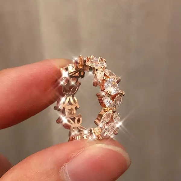 5ct Marquise Cut Flower Wedding Band in Rose Gold