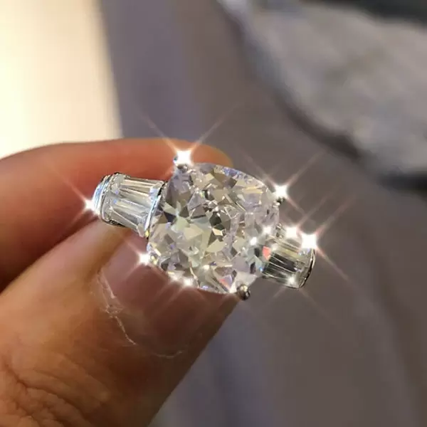 Cushion Cut White Sapphire Engagement Ring for Women SayaBling