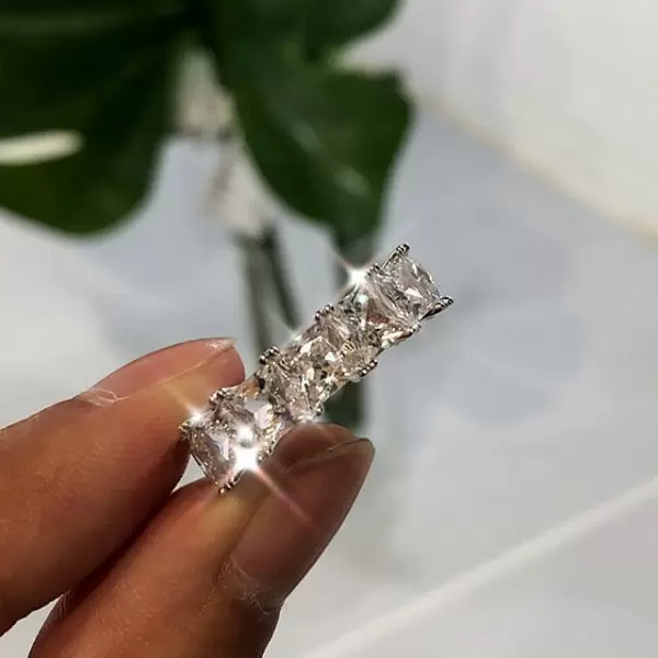 Princess Cut White Sapphire Eternity Band