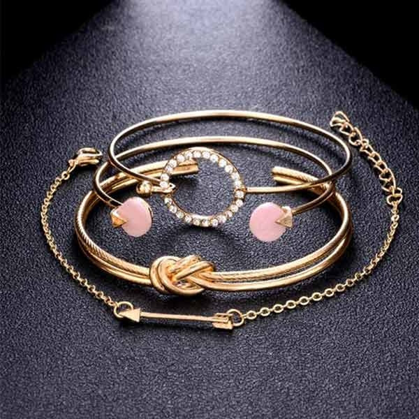 Four-piece Alloy Fashion Bracelet Set