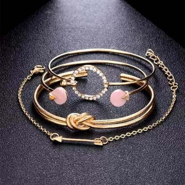Four-piece Alloy Fashion Bracelet Set