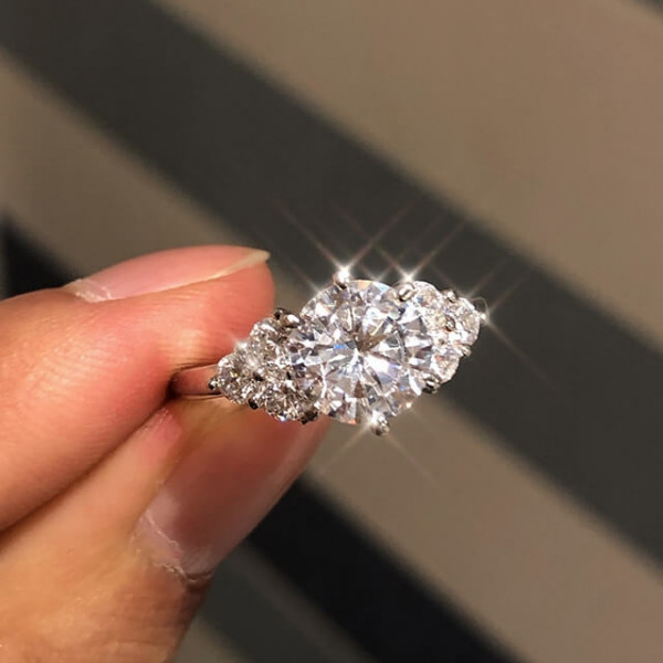 2.2ct Round Cut White Sapphire Engagement Ring