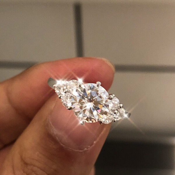 2.2ct Round Cut White Sapphire Engagement Ring
