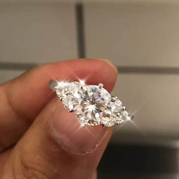 2.2ct Round Cut White Sapphire Engagement Ring