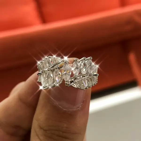 Handmade Marquise Cut 925 Sterling Silver Wedding Band