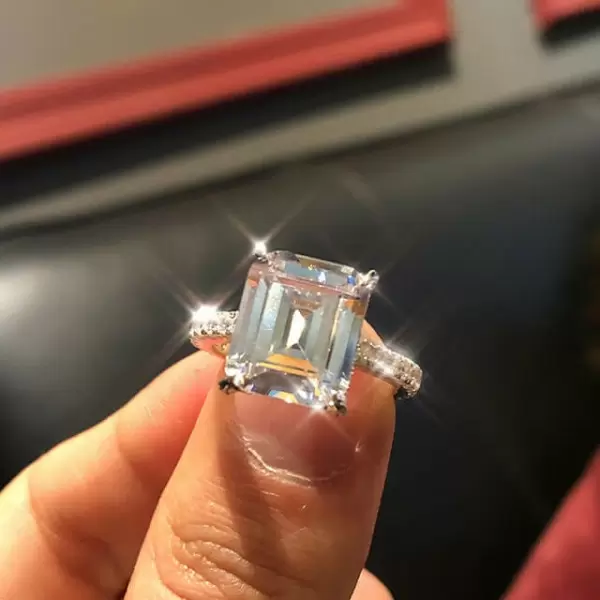 Handmade 2 ct Emerald Cut 925 Sterling Silver Ring