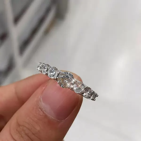 Handmade Round Cut Sapphire Silver Band 
