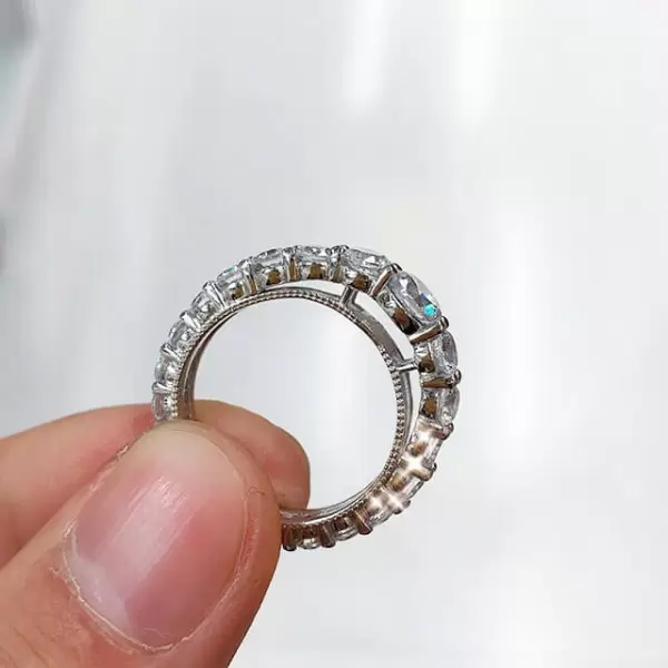 Handmade Round Cut Sapphire Silver Band 
