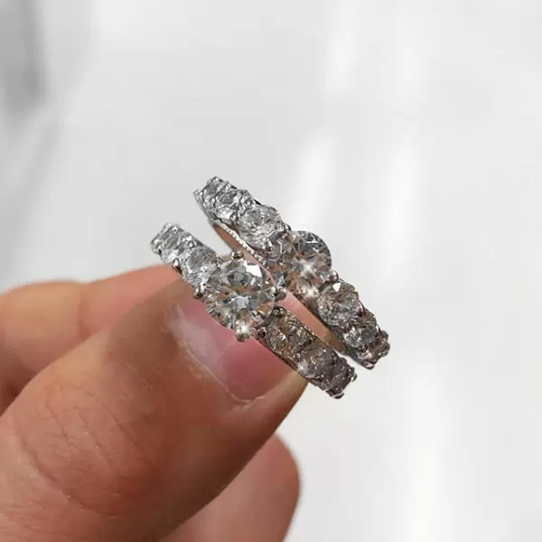 Handmade 0.8 ct Round Cut Sterling Silver 2 Pieces Wedding Set